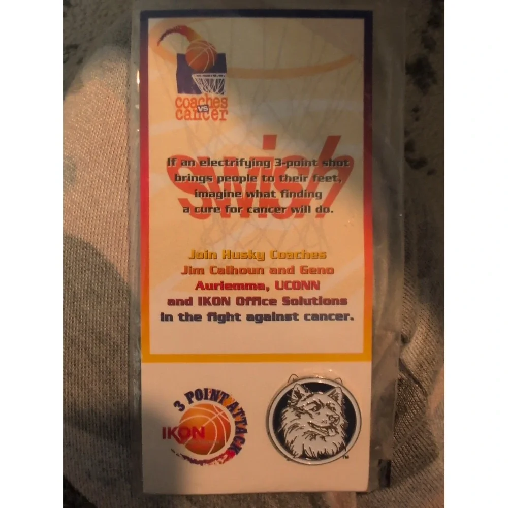 Ikon 3 Point Attack Coaches vs Cancer Vintage UConn Husky Pin